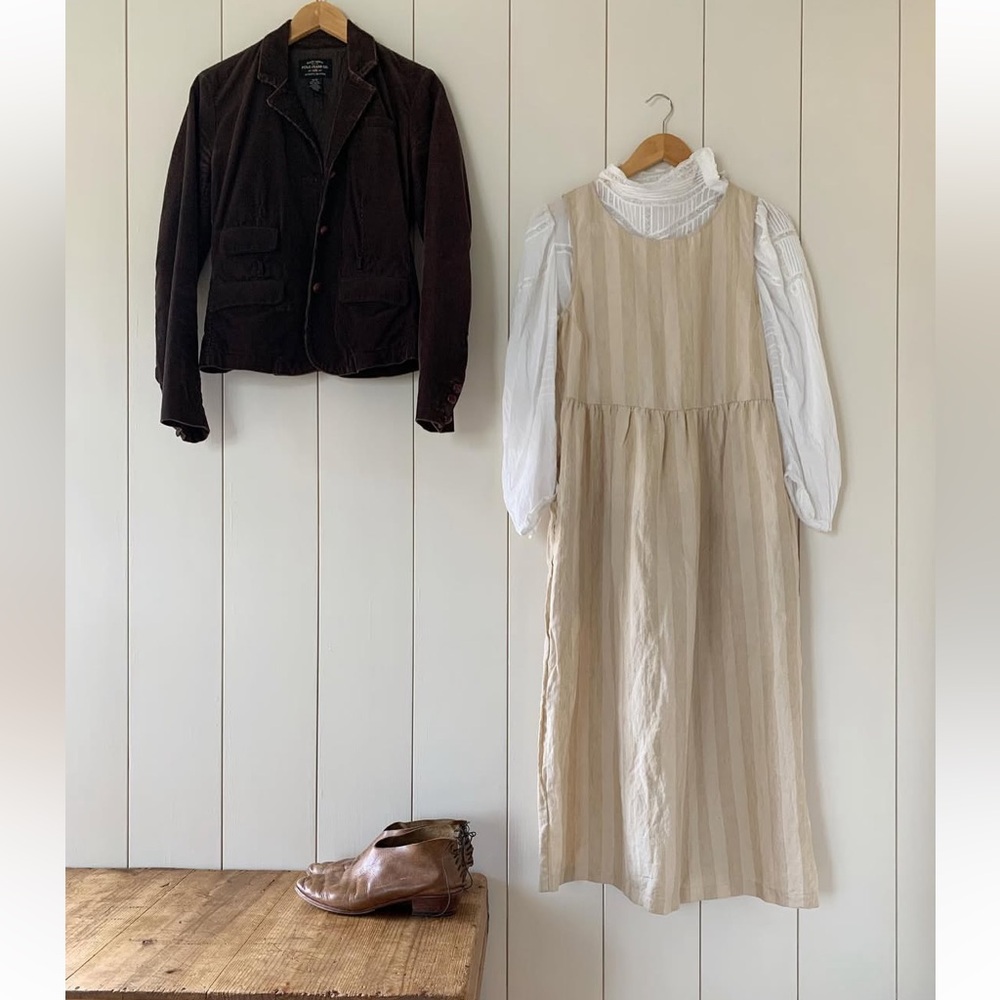 Pyne & Smith No.26 Midi Dress in Biscuit Stripe